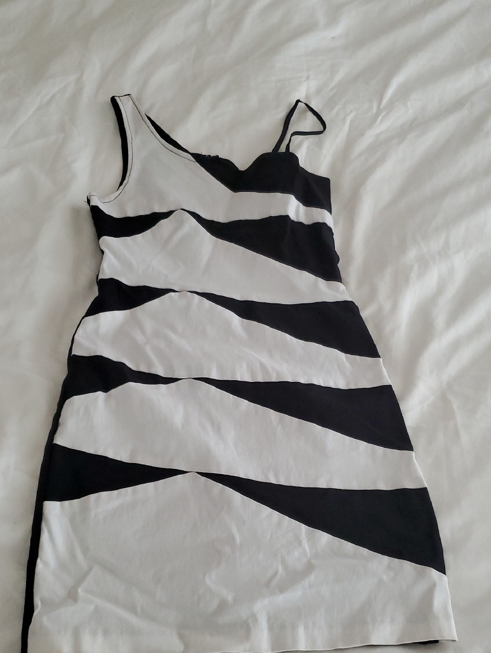 Black and White Striped Slip Dress - Women